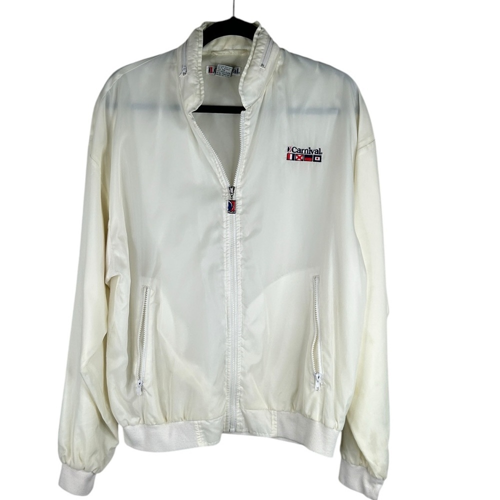 Carnival Cruise Lineโ Men's Cream Nylon Zip Down Jacket with Hood Size Small